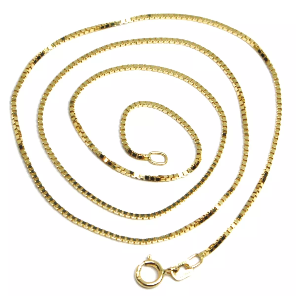 SOLID 18K YELLOW GOLD CHAIN 1.1 MM VENETIAN SQUARE BOX 15.75