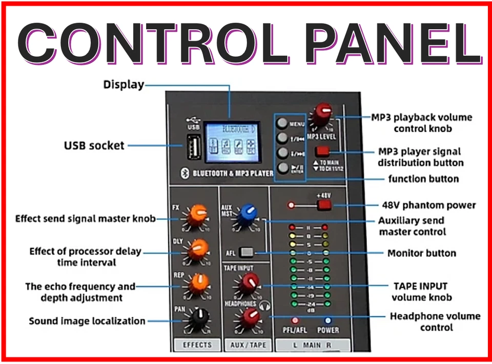 12 CHANNEL MIXER-DJ Studio Stage-Bluetooth USB MP3 FX (Low 12-channel price!) - Image 4 of 4