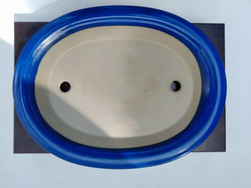 Bonsai Pot Blue Glazed Oval Width 46 cm (18.11 inches). Large - Picture 9 of 13