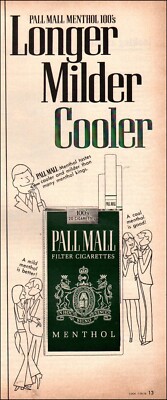 cost of a pack of cigarettes in 1970 1970 Vintage ad Pall Mall filter Cigarettes Tobacco Green Pack Menthol  03/14/23