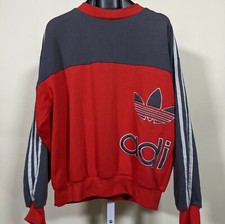 adidas Vintage 80s Colorblock Trefoil Big Embroidered Logo Sweatshirt