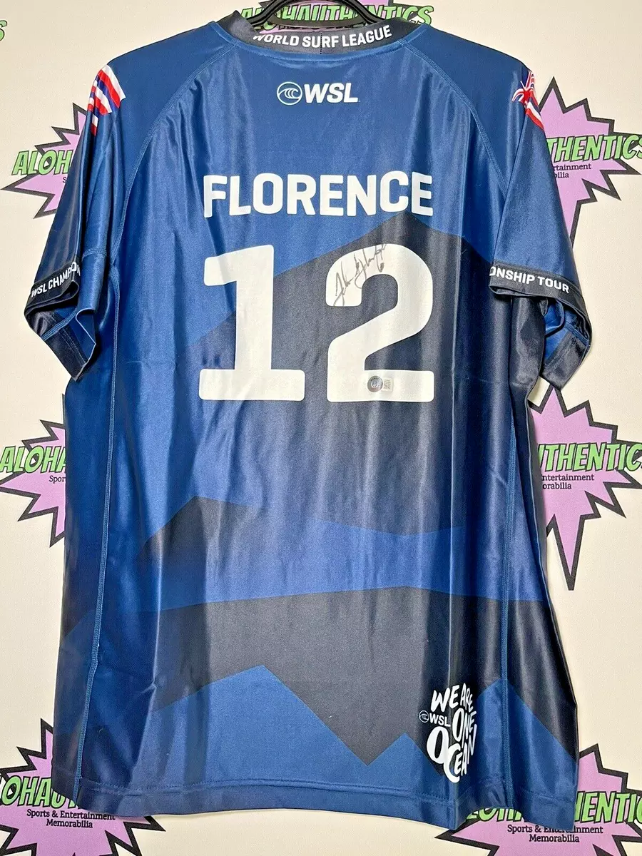 JOHN JOHN FLORENCE SIGNED AUTO WSL RASH GUARD JERSEY BECKETT BAS COA SURFING