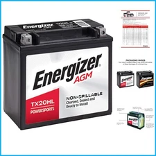 Energizer TX20HL AGM Motorcycle and Atv 12V Battery, 310 Cold Cranking Amps a