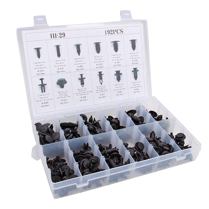 Juego de 192 uds retenedor de panel de carrocería de automóvil pasador de empuje remache clip de ajuste sujetador surtido Foto 2 de 4