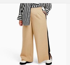 La Ligne x Target Trousers Wide Leg Pants Side Stripe Tan Beige Women 2X 