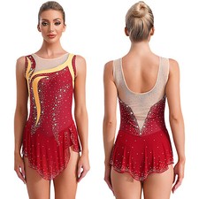 Women's Rhinestone Ballet Dance Leotard Bodysuit Tops Sparkle Ballet Dancewear