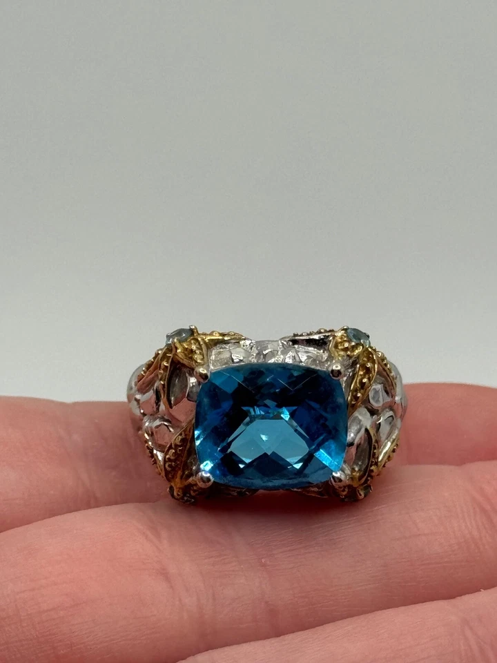 Anillo estrella de mar Victoria Wieck plata esterlina y vermeil topacio azul suizo talla 9 Foto 3 de 4