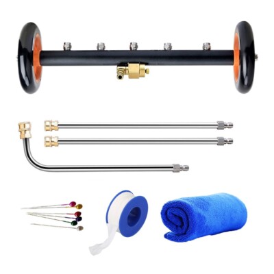 2in1 Water Broom Surface Cleaner Undercarrige Pressure Washer Brush 5 Nozzle 18''