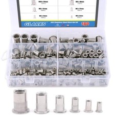 180Pcs 304 Stainless Steel Flat Head Threaded Rivetnut Insert Nutsert Rivet Nut