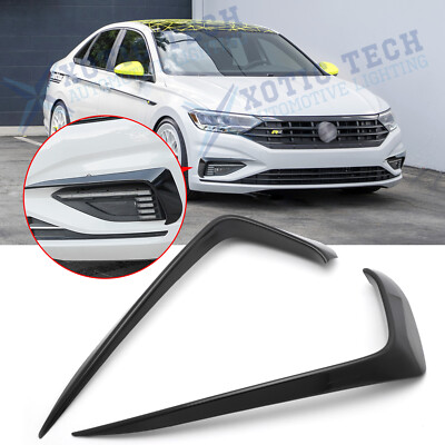 Gloss Black Front Bumper Side Vent Splitter Fog Light Trim For VW Jetta MK7 2019