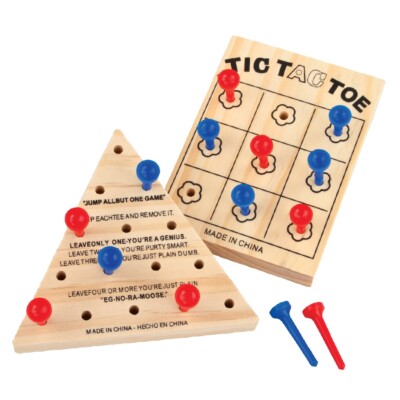Zummy Tic Tac Toe & Solitaire Mini Wooden Games