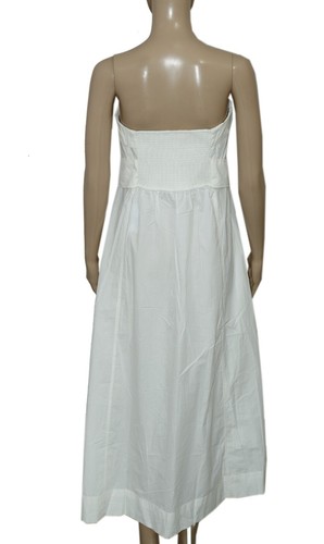 Free People Redone Shirt Dress Buttondown Sleeveless Smocked White Strapless M - Picture 4 of 5