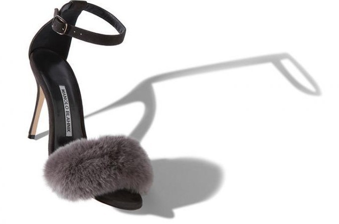Sandales à Talons Hauts Manolo Blahnik MINCHA 105 - Gris Avec Fourrure Véritable - Tailles 38.5 à 41.5