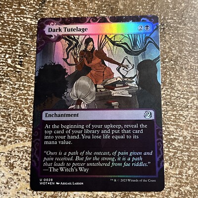 mtg wilds of eldraine card value MTG Wilds of Eldraine Dark Tutelage Enchanting Tales Foil UC WOT 0028