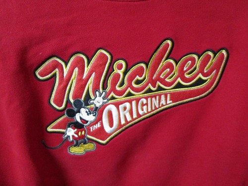 Disney Store Exclusive Original Mickey Mouse Embroidered Red Sweatshirt Size XL - Picture 2 of 4