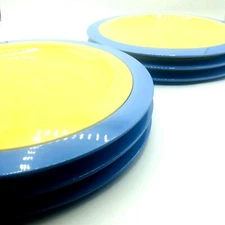 Vintage Tupperware Plates Set Of 6 Picnic Yellow 8” Blue 10” Total 12 Pieces