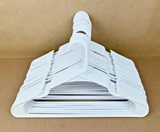 White Plastic Tubular Laundry Clothes Hangers Standard Size Lot of 30