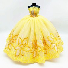 Yellow Floral Evening Dress 1/6 Doll Clothes Wedding Gown Princess Outfits 11.5"