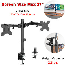 Dual Monitor Mount, Dual Monitor Stand for Two Up To27" Flat/Curved, Max 22lbs