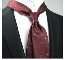 New Classic Polka Dot Red White JACQUARD WOVEN 100 Silk Men's Necktie Tie