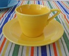 Vintage Homer Laughlin Harlequin YELLOW Demitasse Cup & Saucer Fiesta ~ — photo 1