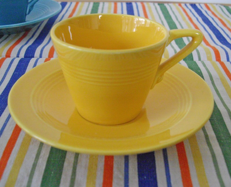 Vintage Homer Laughlin Harlequin YELLOW Demitasse Cup & Saucer Fiesta ~