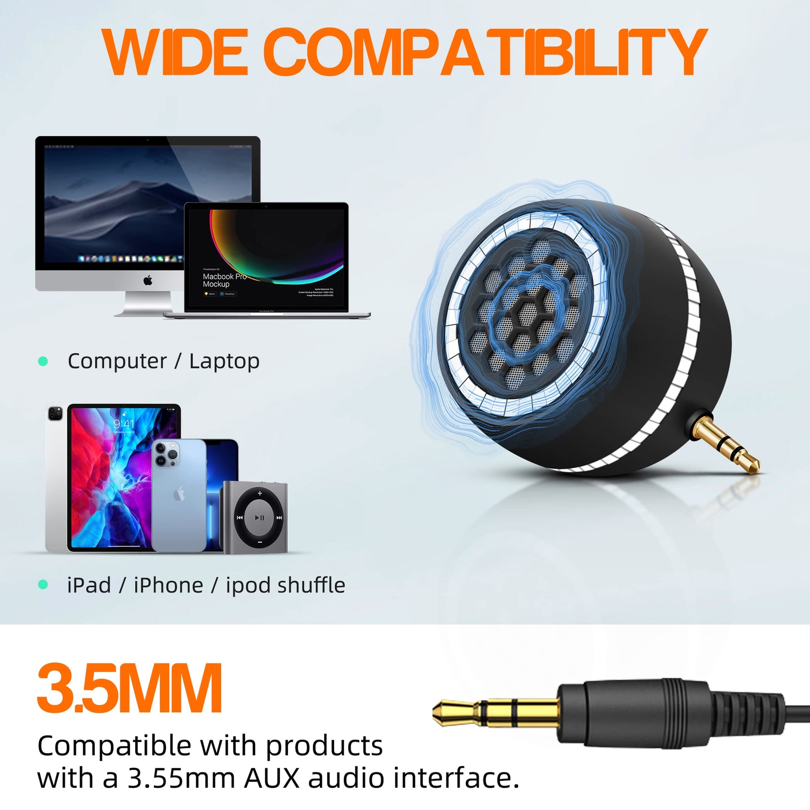 Mini Portable Speaker 3W Mobile Speaker Line-in Speaker with 3.5mm AUX Audio ...
