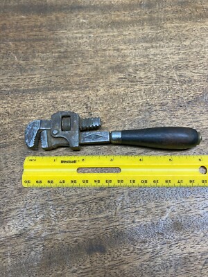 Vintage Stillson Walworth Mfg. Boston Steel 6 Inch Pipe Wrench w/Wood Handle