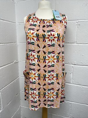 Weird Fish Pale Pink Juhi Eco Print Tunic Dress With Pockets BNWT UK12.PP