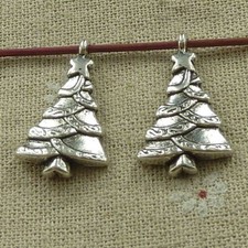 Free Ship 46 pcs tibetan silver christmas tree charms 28X18mm L-3408