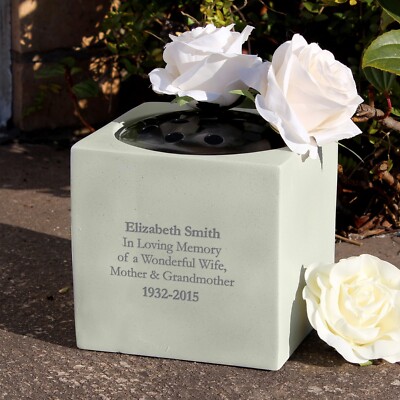 Personalisierte Gedenkvase Blumenhalter graviert, Grabmal Blumenvase