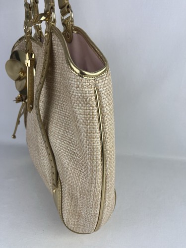 Cole Haan Raffia Handbag Large Tote Straw Bag w/ Gold Details - Picture 6 of 17