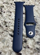 Genuine Apple Watch Sport Band 6 5 4 3 SE 44/45mm Midnight Blue M/L Silver Pin