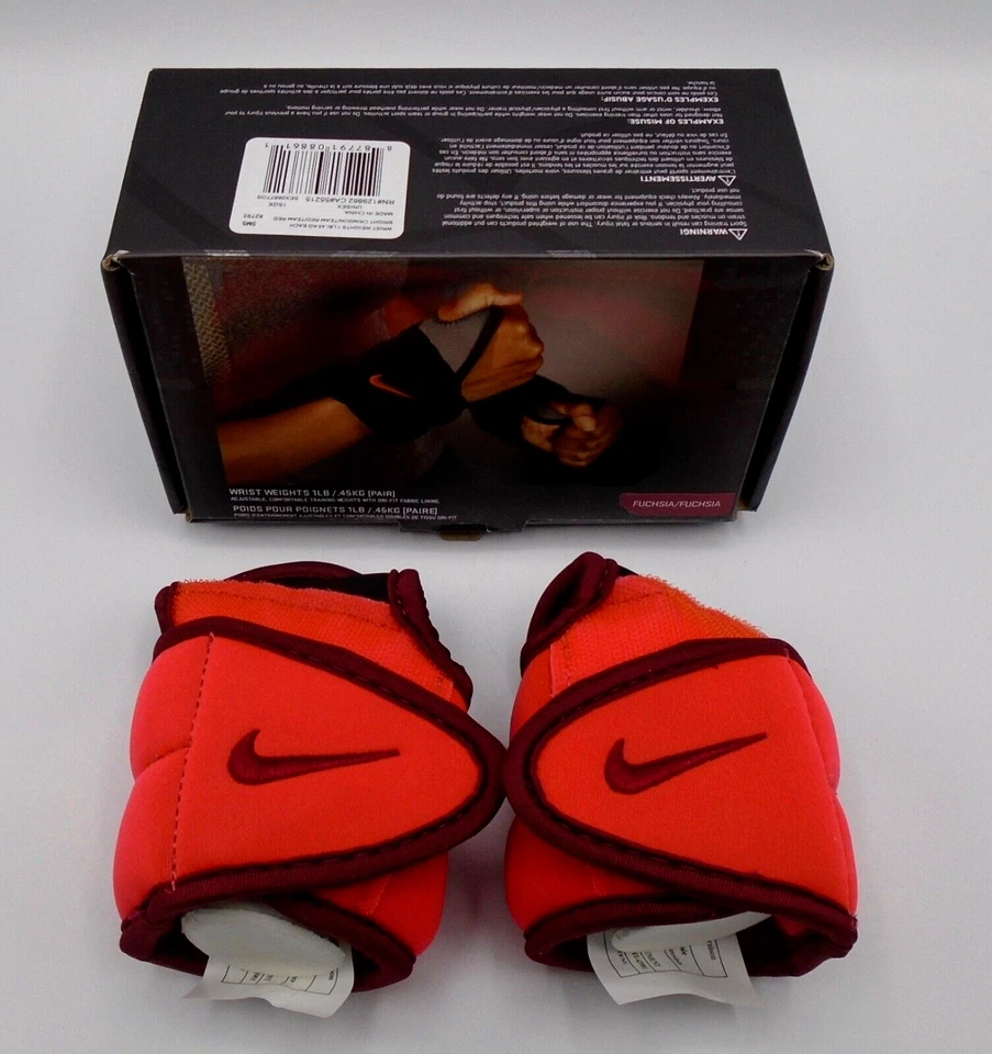Nike 1 libra pesas de muñeca adulto unisex 1 par carmesí brillante/rojo equipo Foto 3 de 4