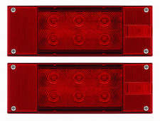 2pc Left And Right 12v 12 Led Low Profile Submersible Rectangle Trailer Lights