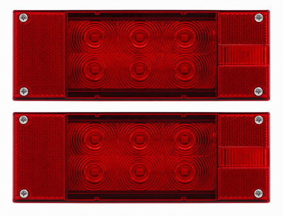 2PC (Left and Right) 12V 12 LED Low Profile Submersible Rectangle Trailer Lights