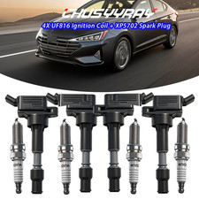 4X UF816 Ignition Coil + Spark Plug for 17-22 Kia Hyundai Elantra Sonata 2026