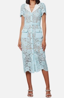 Self-Portrait Women's Blue Cord Lace Belted Midi-Dress Size M
