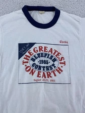 Vtg 1985 Coors Bluefish Contest Ringer T-Shirt Medium Beer Connecticut Radio 80s