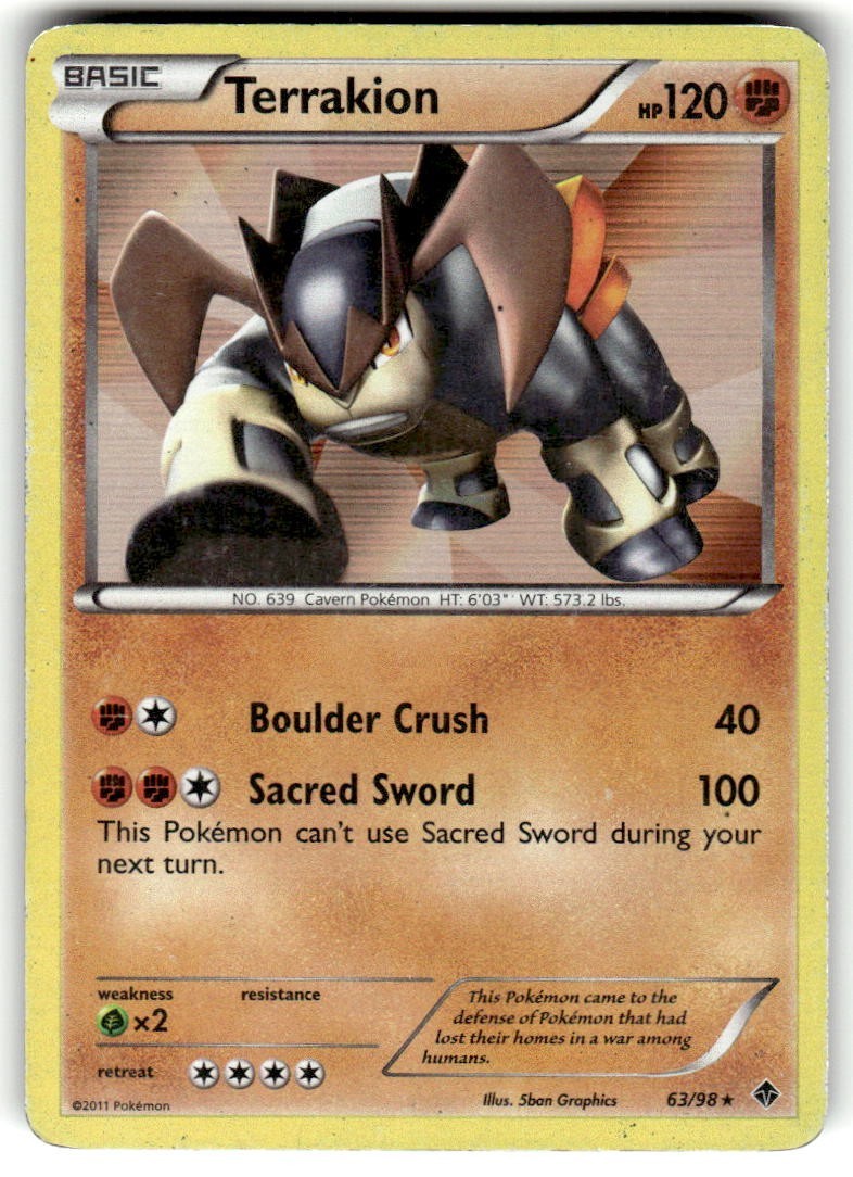Pokemon Terrakion 63/98 - Emerging Powers Set Rare Holo MP