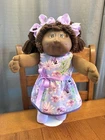 1980s Cabbage Patch Kid AA African American Girl Brown Eyes Purple Floral Dress