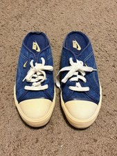 VTG Vintage 2002 Nike Hermosa Blue Denim Slip-on Mules Lace Up Size 9 143028-471