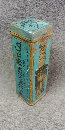 1920s Blue Advertising Tin Tungsten Mfg Co Car Spark Plug 1/2" Special Antique