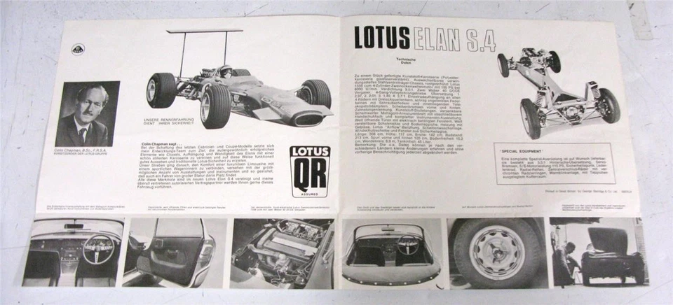 LOTUS Elan S4 Car Sales Brochure c1968 #68/01/LH German Text - Image 3 of 4