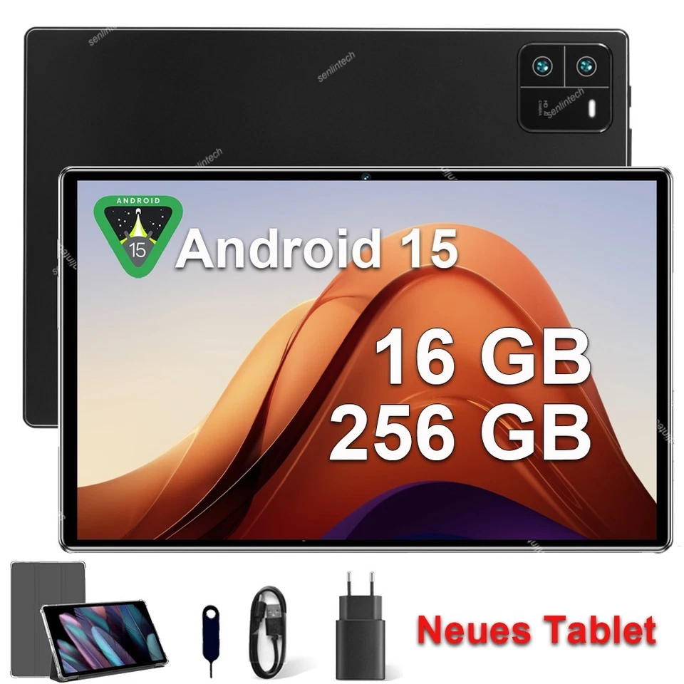 Neu 10.1" Tablet Android 15 16GB RAM+256GB ROM WlFl 2SIM 8000mAh Gemini AI GPS