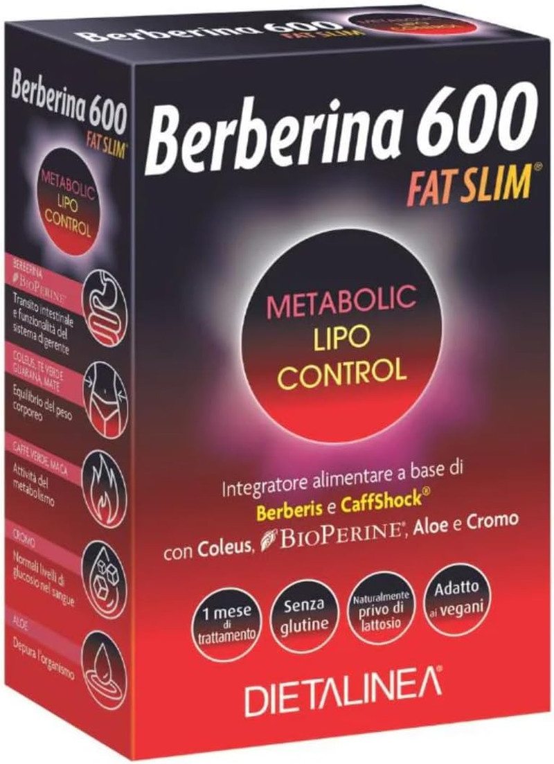 Berberina 600 Fat Slim Dietalinea | Integratore con Caffshock e Coleus