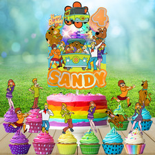 FREE CUSTOM SCOOBY DOO party supplies decoration balloons theme cupcake topper