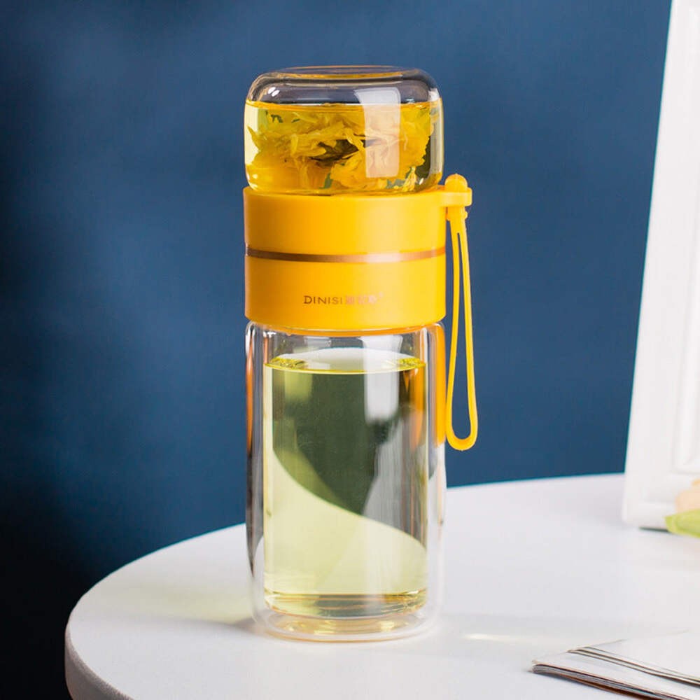 With Tea Infuser Filter Tea Separation Double Wall Glass Bot