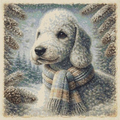 Bedlington Terrier (blau) Welpe Hund Komfort in der Kälte gezählt Kreuzstich