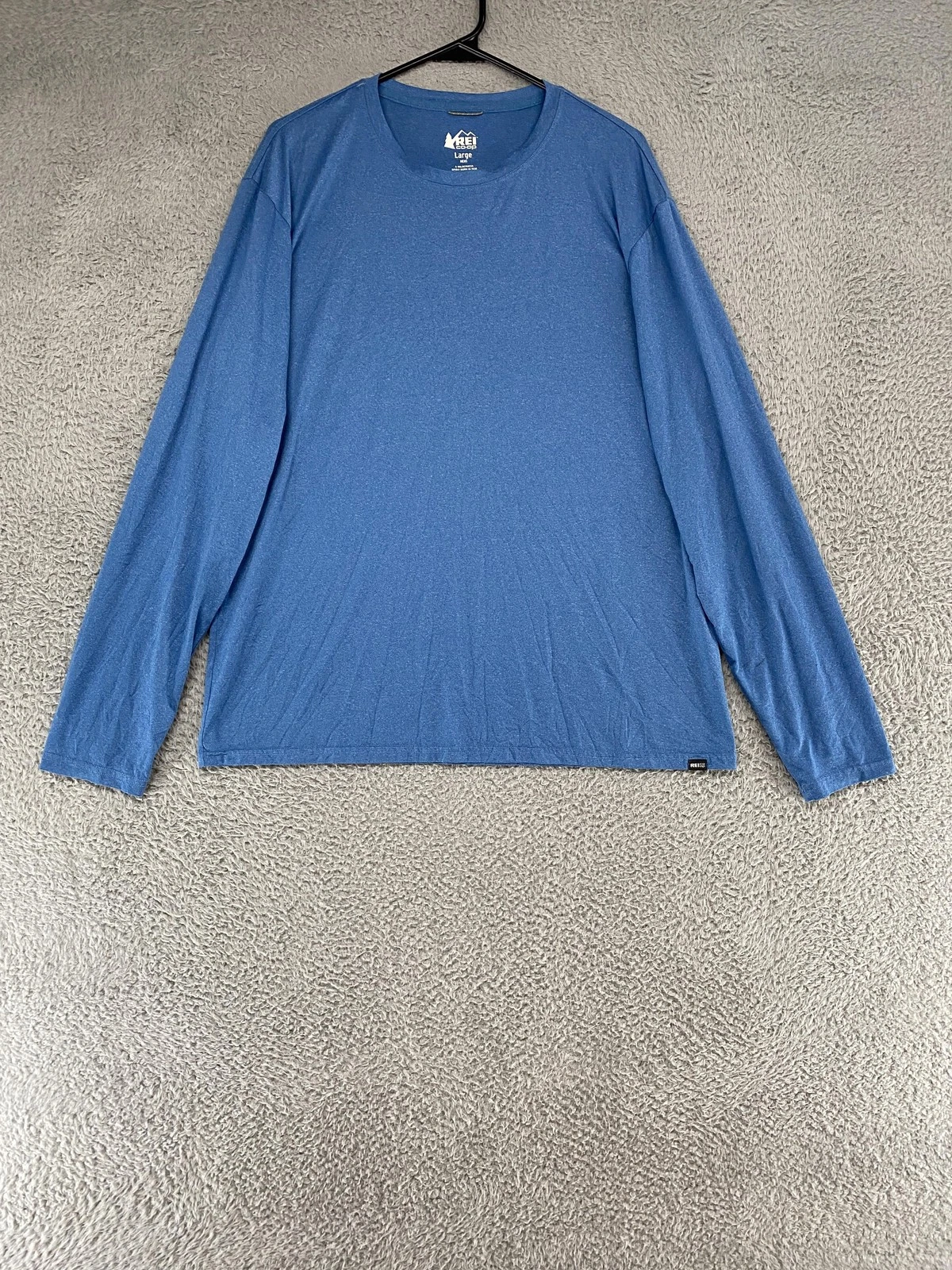 REI Shirt Mens Large Blue Long Sleeve Lightweight Hiking Performance Top